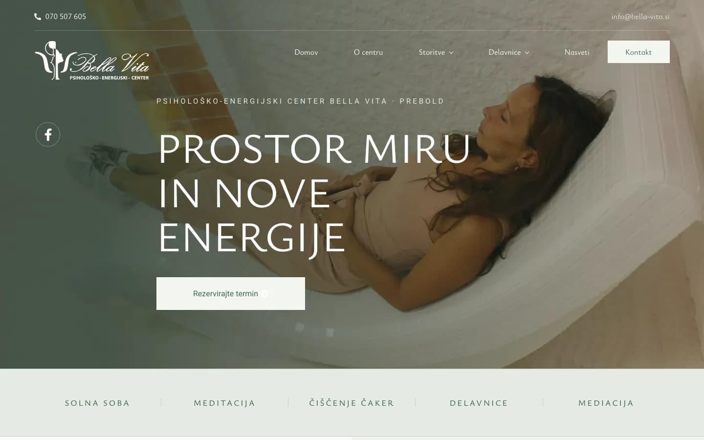 Prvi zaslon strani Center Bella Vita